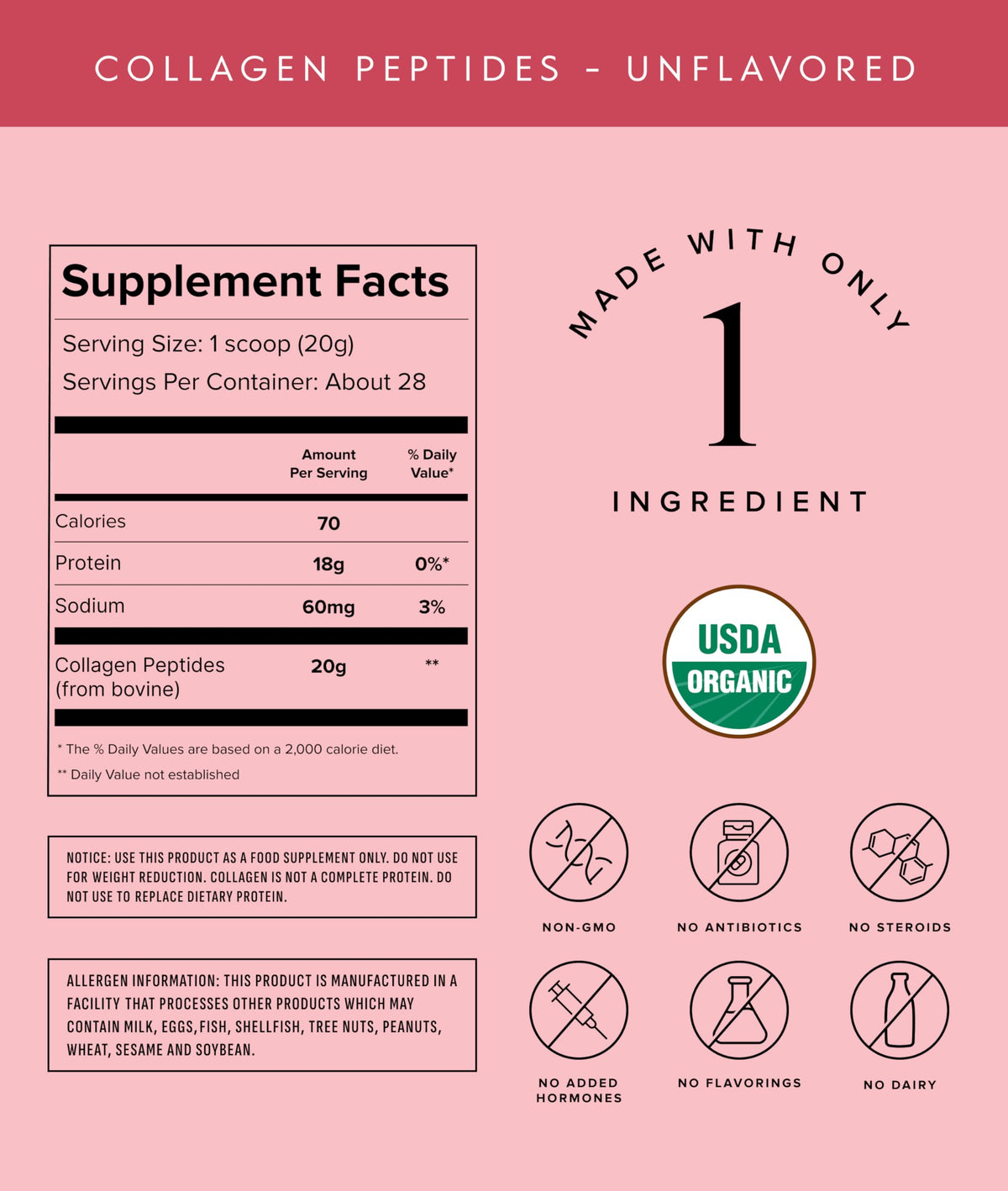 Truvani Collagène Hydrolysé Non Aromatisé 590g - vue de dos
