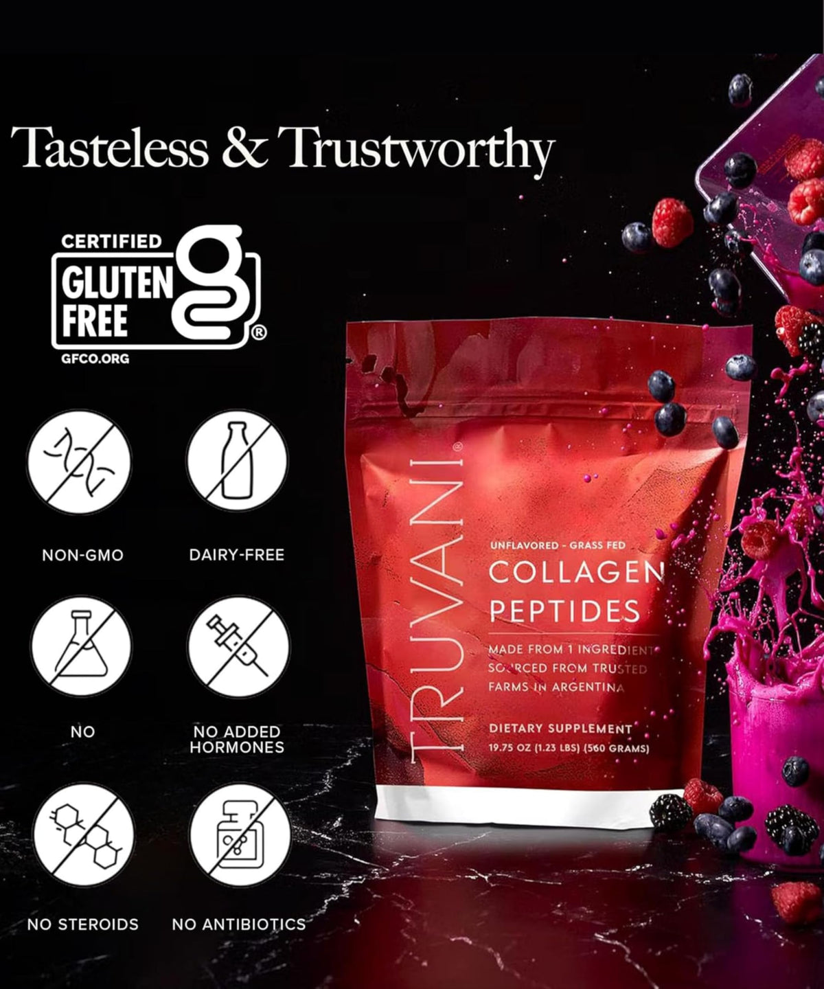 Truvani Collagène Hydrolysé Non Aromatisé, présentation sur une table