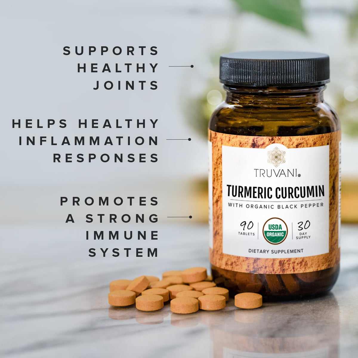 Truvani Curcuma Curcumine 90 Tablettes emballage