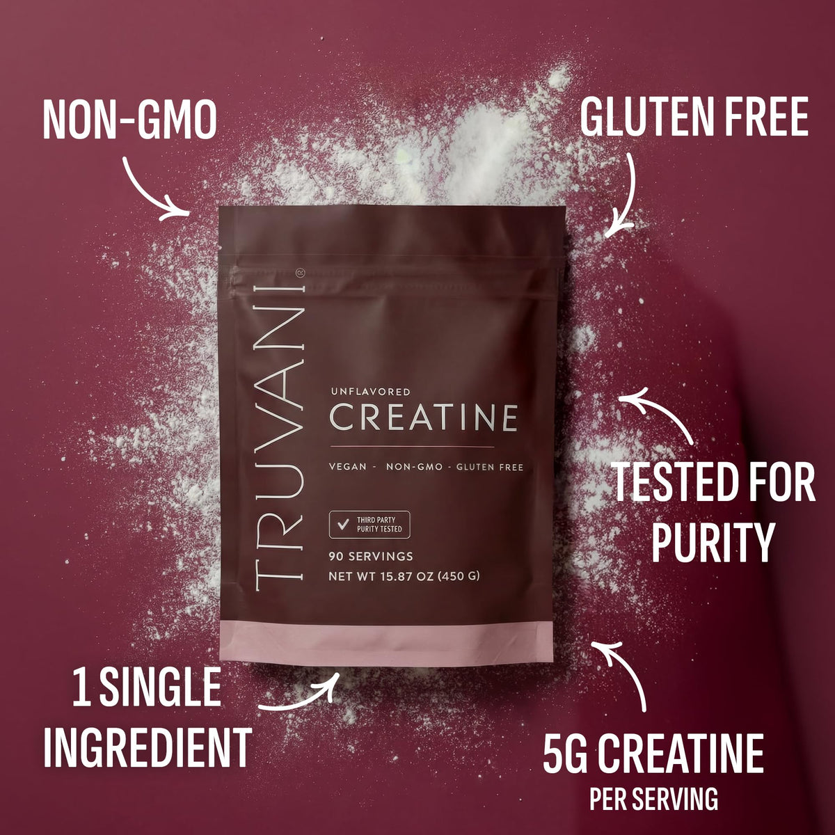Truvani Poudre de Créatine Monohydrate 490g vue arrière