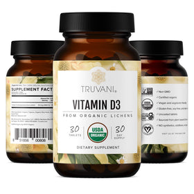 Truvani Vitamine D3 boîte ouverte montrant les comprimés
