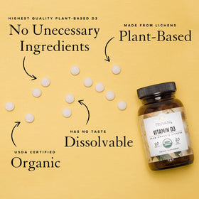 Truvani Vitamine D3 comprimés sur une table