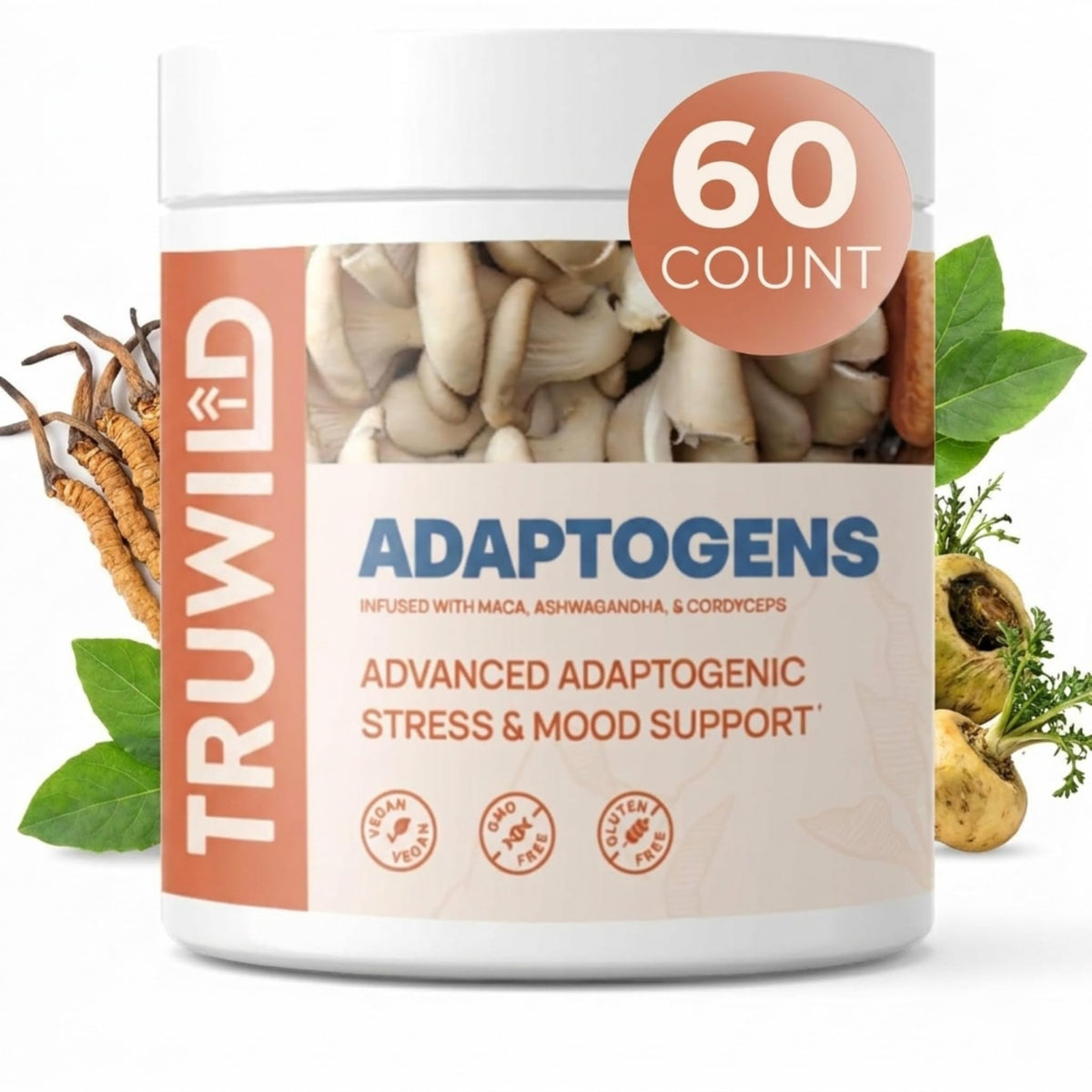 TruWild Mélange d'Adaptogènes 60 capsules vue avant