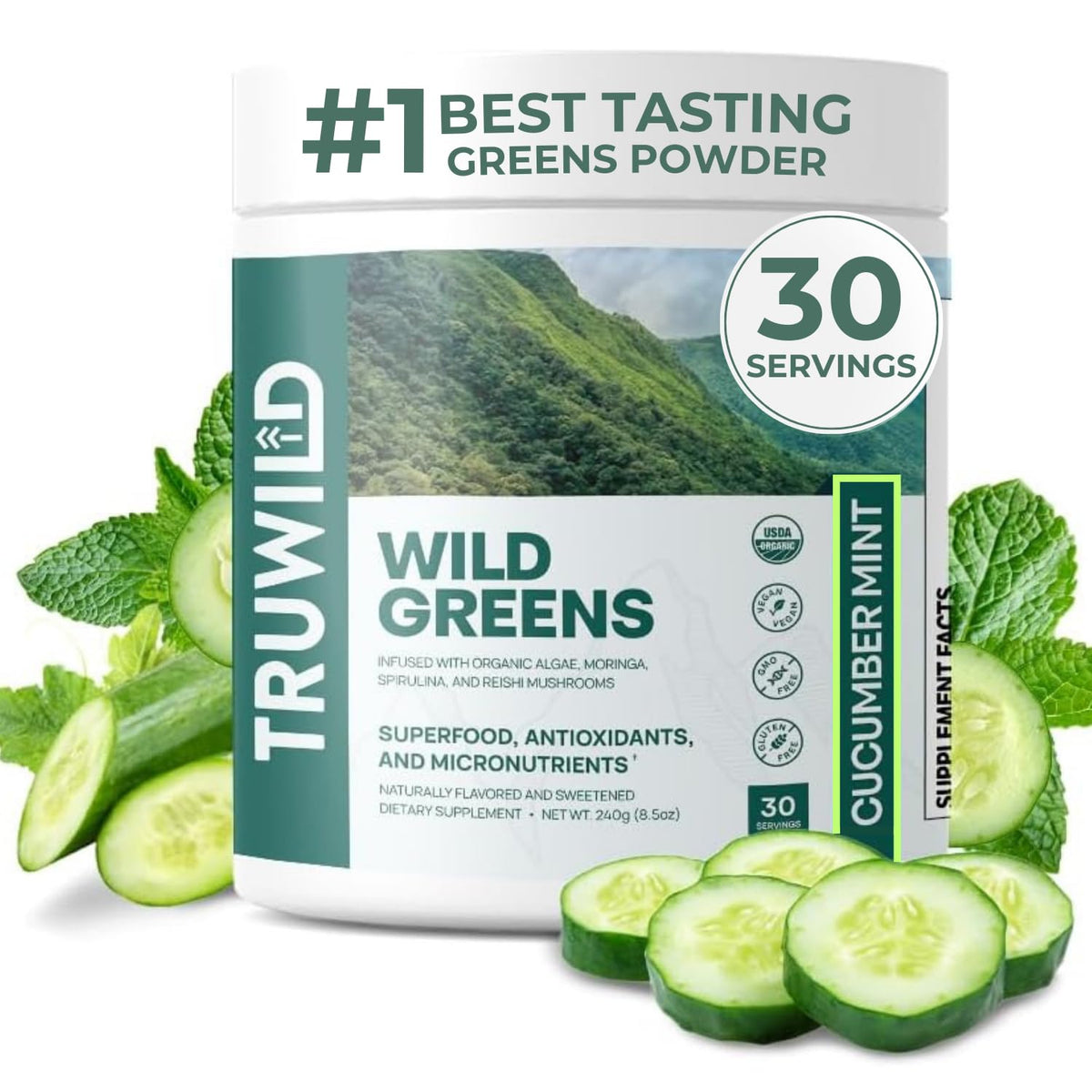 TruWild Poudre de Concombre Superfood 299g vue de face