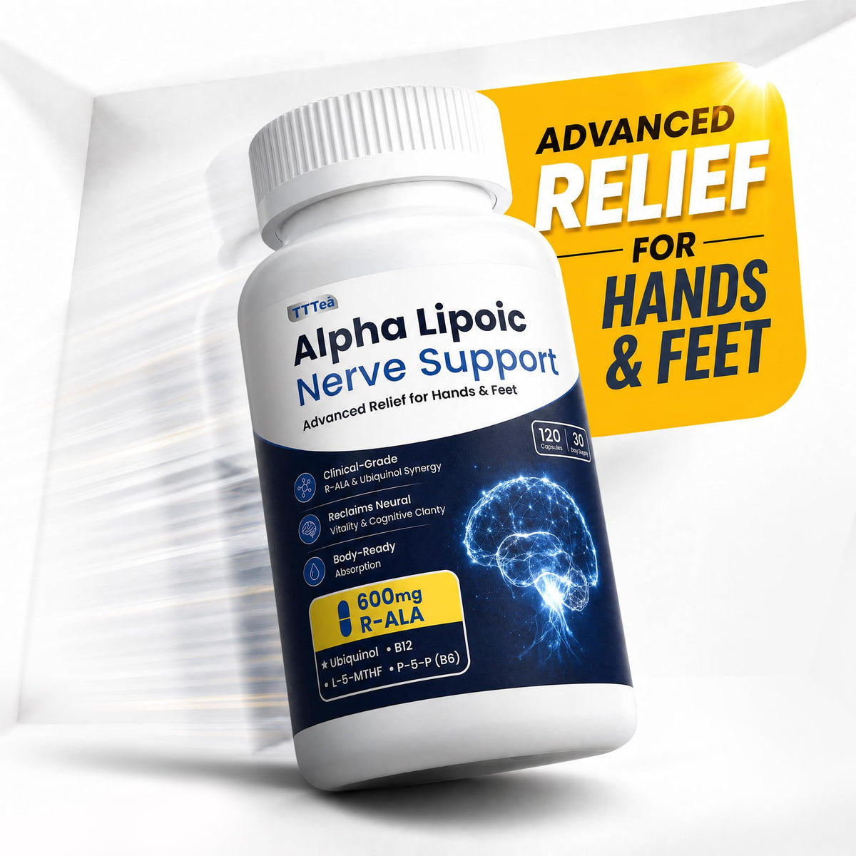 TTTea Acide Alpha-Lipoïque 600mg gélules véganes, vue de face