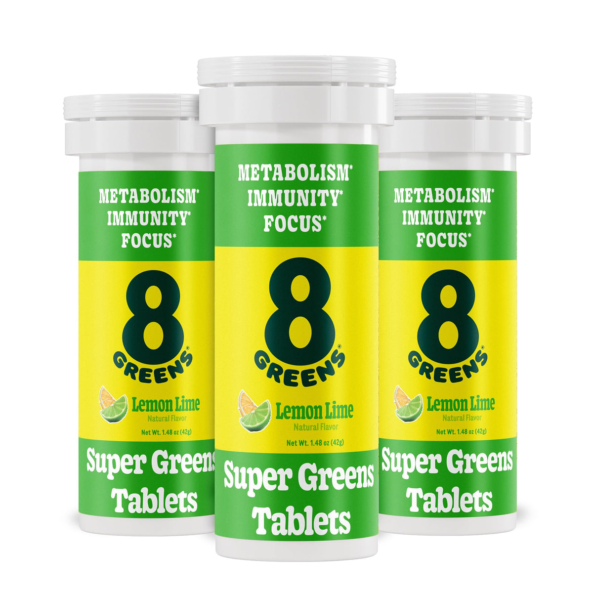Tube de 8Greens contenant 30 tablettes effervescentes au citron vert