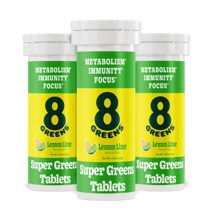 Tube de 8Greens contenant 30 tablettes effervescentes au citron vert