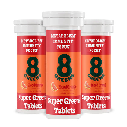 Tube de tablettes effervescentes 8G Supergreens saveur orange sanguine