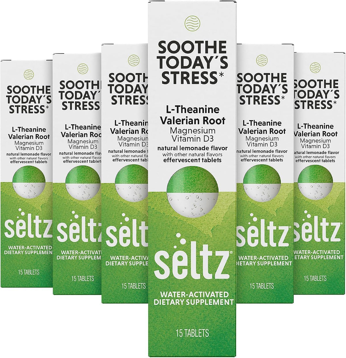 Tube de tablettes effervescentes Seltz L-Théanine vue de face