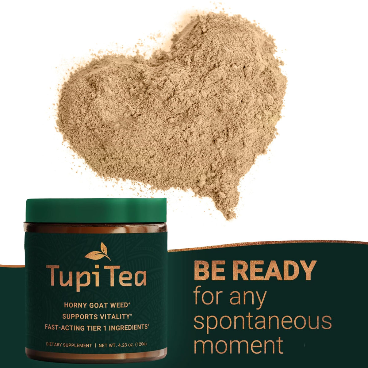 Tupi Tea Poudre de Horny Goat Weed 177g - préparation dans un verre