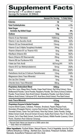 Turbo Power Complément Alimentaire Multivitamines 1080g étiquette avec ingrédients