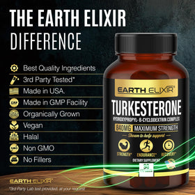 Turkesterone 840 mg Earth Elixir - Flacon dans un environnement sportif