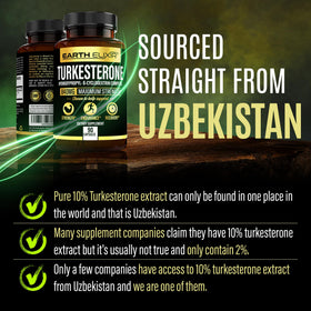 Turkesterone 840 mg Earth Elixir - Flacon sur surface blanche