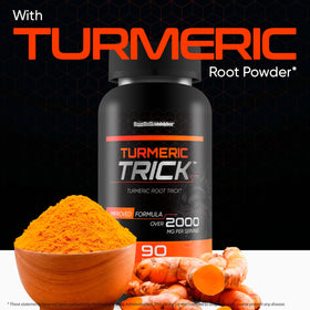 Turmeric Trick, capsules sur un fond neutre