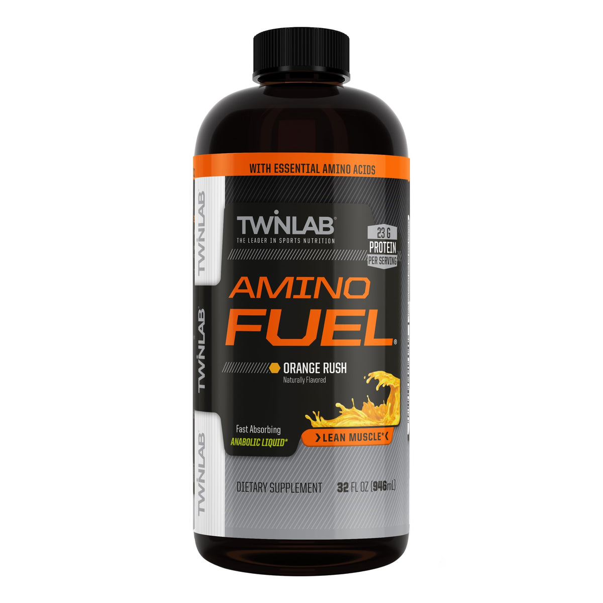 Twinlab Amino Fuel Boisson Énergétique 32 fl oz Orange Rush vue avant