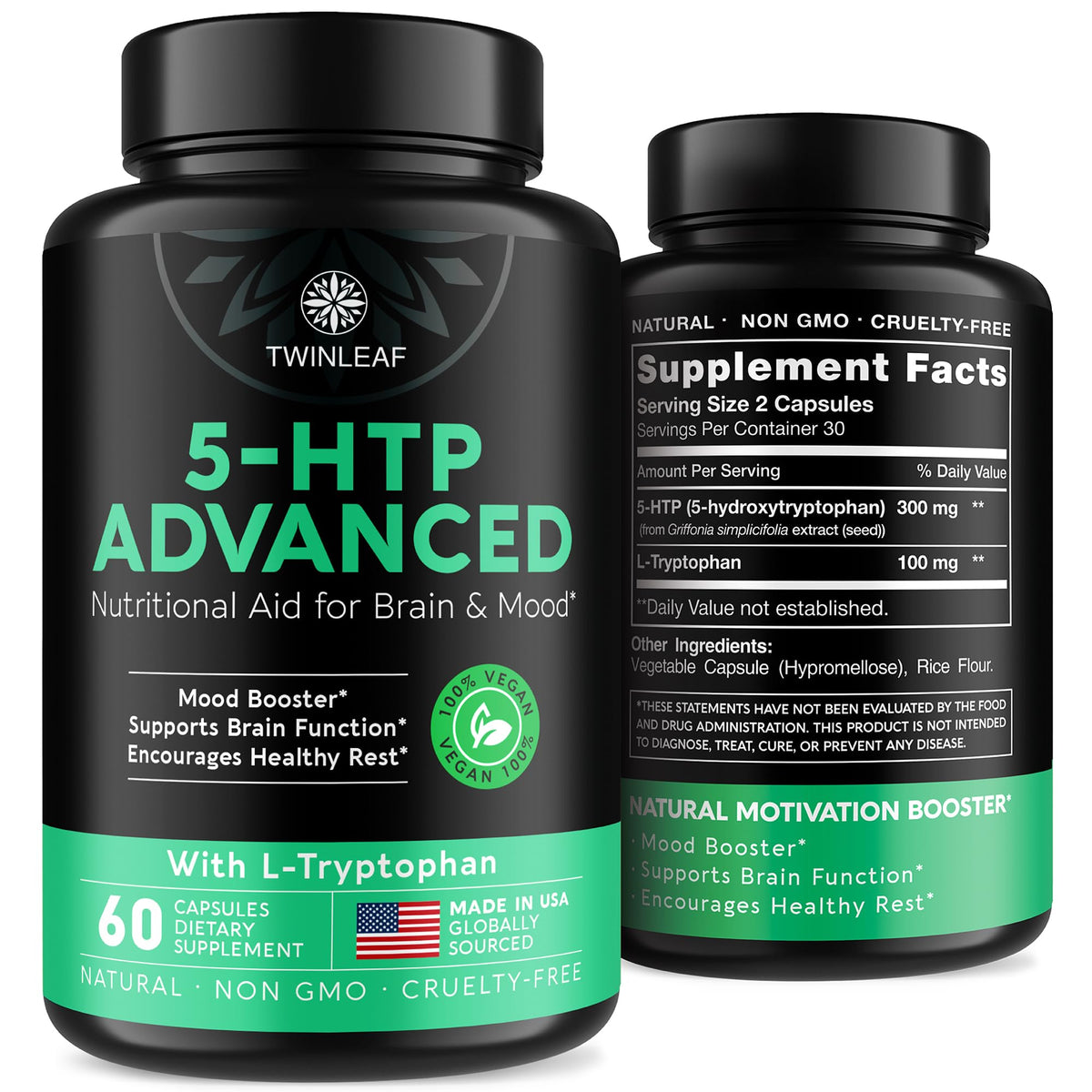 TWINLEAF NUTRITION 5-HTP 400mg 60 gélules vue de face
