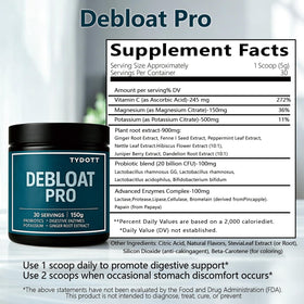 TYDOTT Debloat Pro Poudre Probiotique 209g avec cuillère doseuse