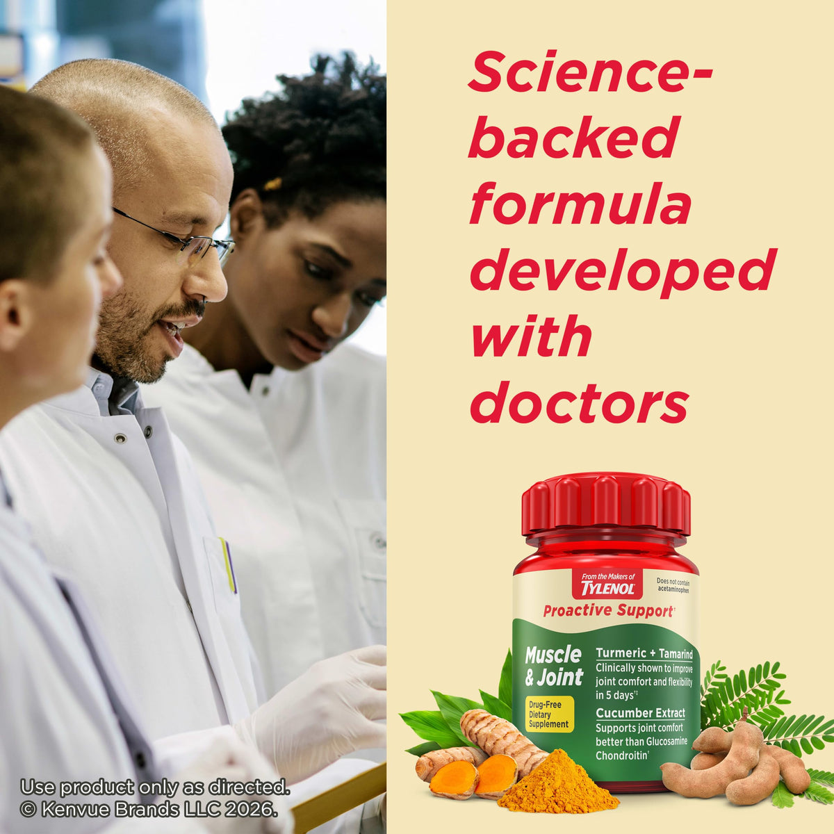 Tylenol Proactive Support accompagné de fruits et légumes