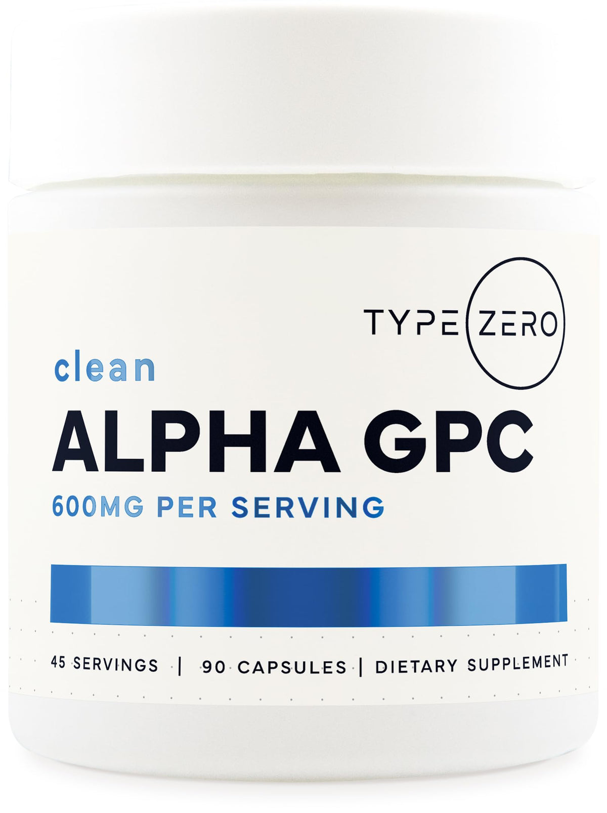 Type Zero Alpha GPC 600mg 90 capsules végétariennes, vue de face