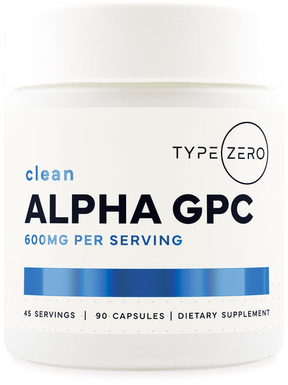 Type Zero Alpha GPC 600mg 90 capsules végétariennes, vue de face