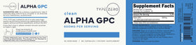 Type Zero Alpha GPC 600mg, bouteille ouverte montrant les capsules