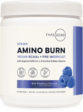 Type Zero Amino Burn Pré-Workout Vegan saveur framboise bleue vue avant
