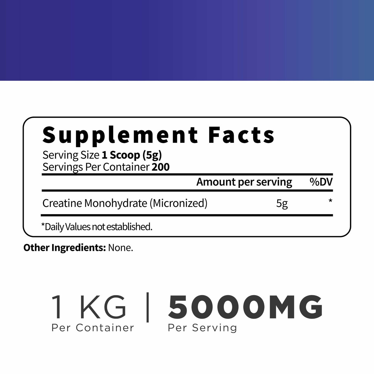 Type Zero Créatine Monohydrate 1 KG pot ouvert avec scoop
