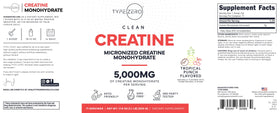 Type Zero créatine monohydrate 500g affichant l'étiquette et la saveur