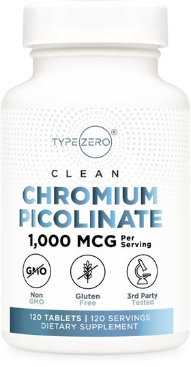 Type Zero Picolinate de Chrome Clean 1000mcg flacon de 120 tablettes