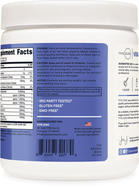 Type Zero Poudre BCAA Vegan Ultra Clean 408g Framboise Bleue avec cuillère de dosage