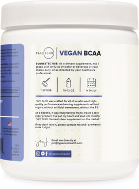 Type Zero Poudre BCAA Vegan Ultra Clean 408g Framboise Bleue mélange dans un verre