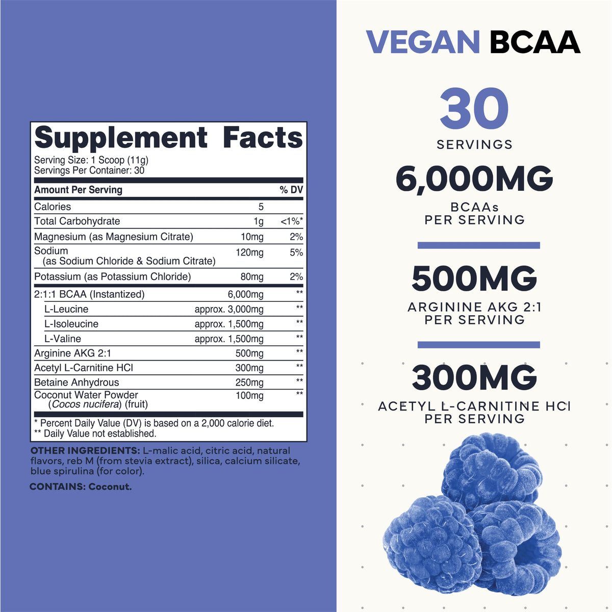 Type Zero Poudre BCAA Vegan Ultra Clean 408g Framboise Bleue packaging