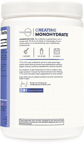 Type Zero Poudre de Créatine Monohydrate 500g Saveur Framboise Bleue dans un shaker