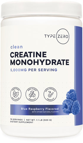Type Zero Poudre de Créatine Monohydrate 500g Saveur Framboise Bleue vue de face