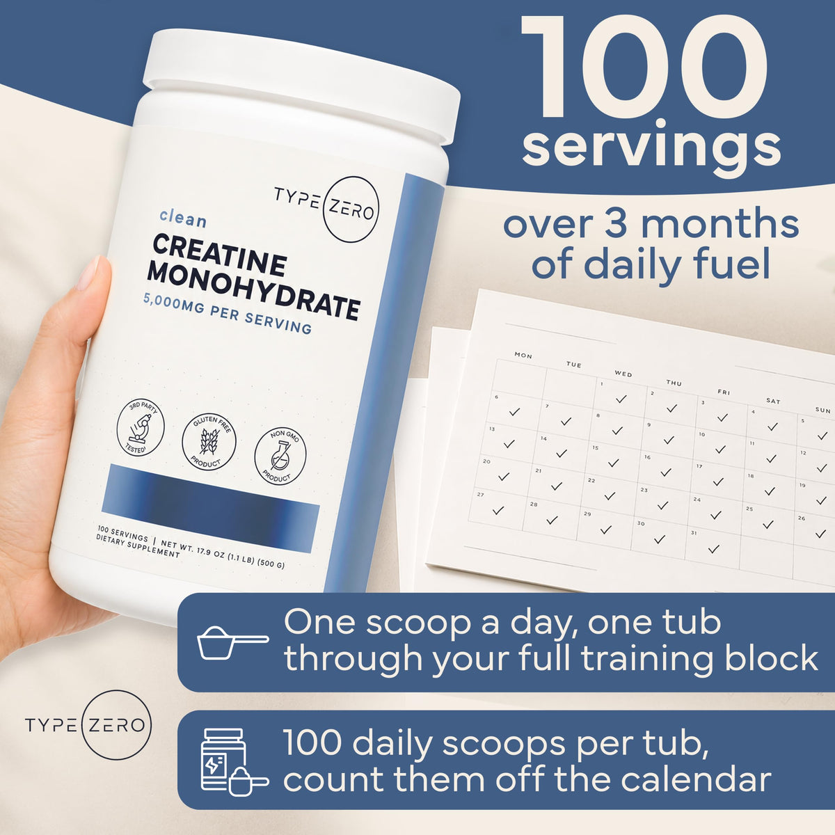 Type Zero Poudre de Créatine Monohydrate Micronisée 500g en utilisation