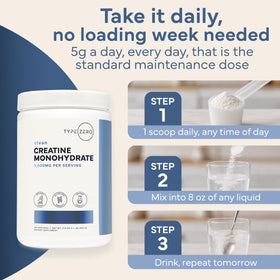 Type Zero Poudre de Créatine Monohydrate Micronisée 500g vue arrière