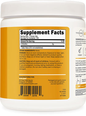 Type Zero Poudre de L-Citrulline 3000mg mélange dans un shaker