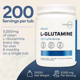 Type Zero Poudre de L-Glutamine 5000mg emballage