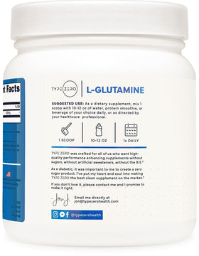 Type Zero Poudre de L-Glutamine 500g avec cuillère doseuse