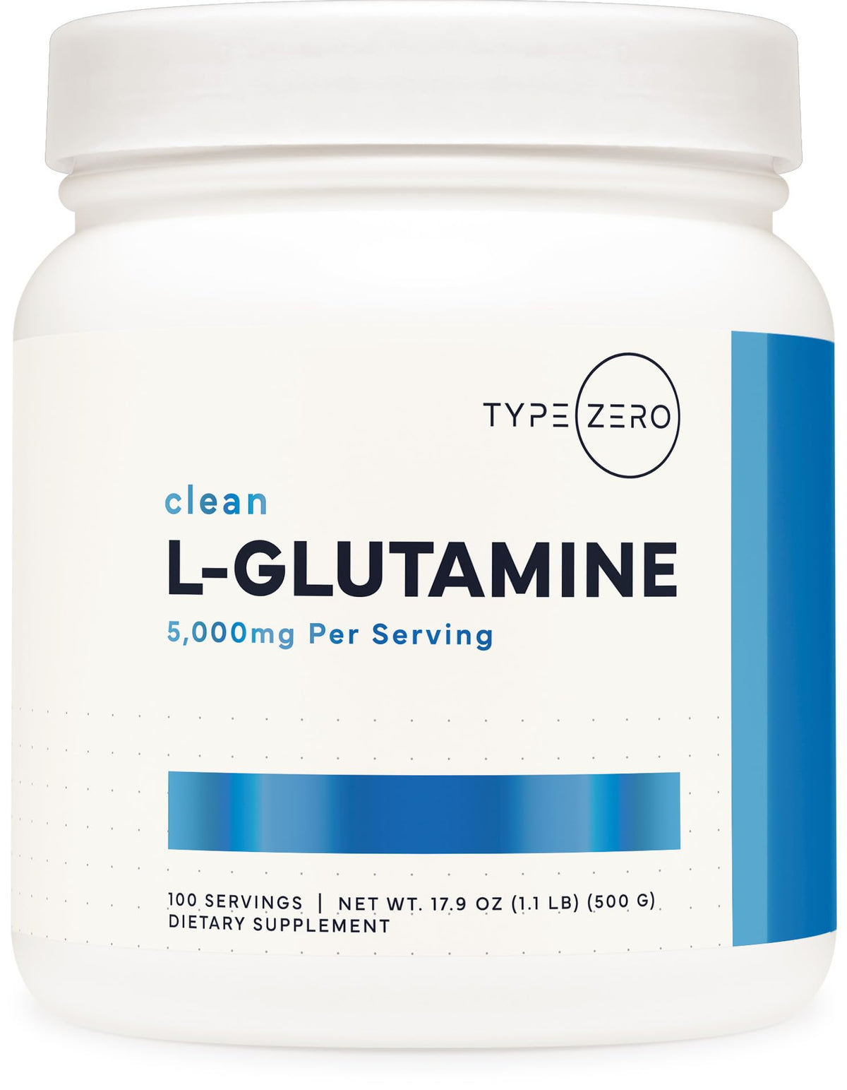 Type Zero Poudre de L-Glutamine 500g vue de face