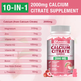Uarkendos Gummies Calcium Citrate 2000mg à l'intérieur du pot