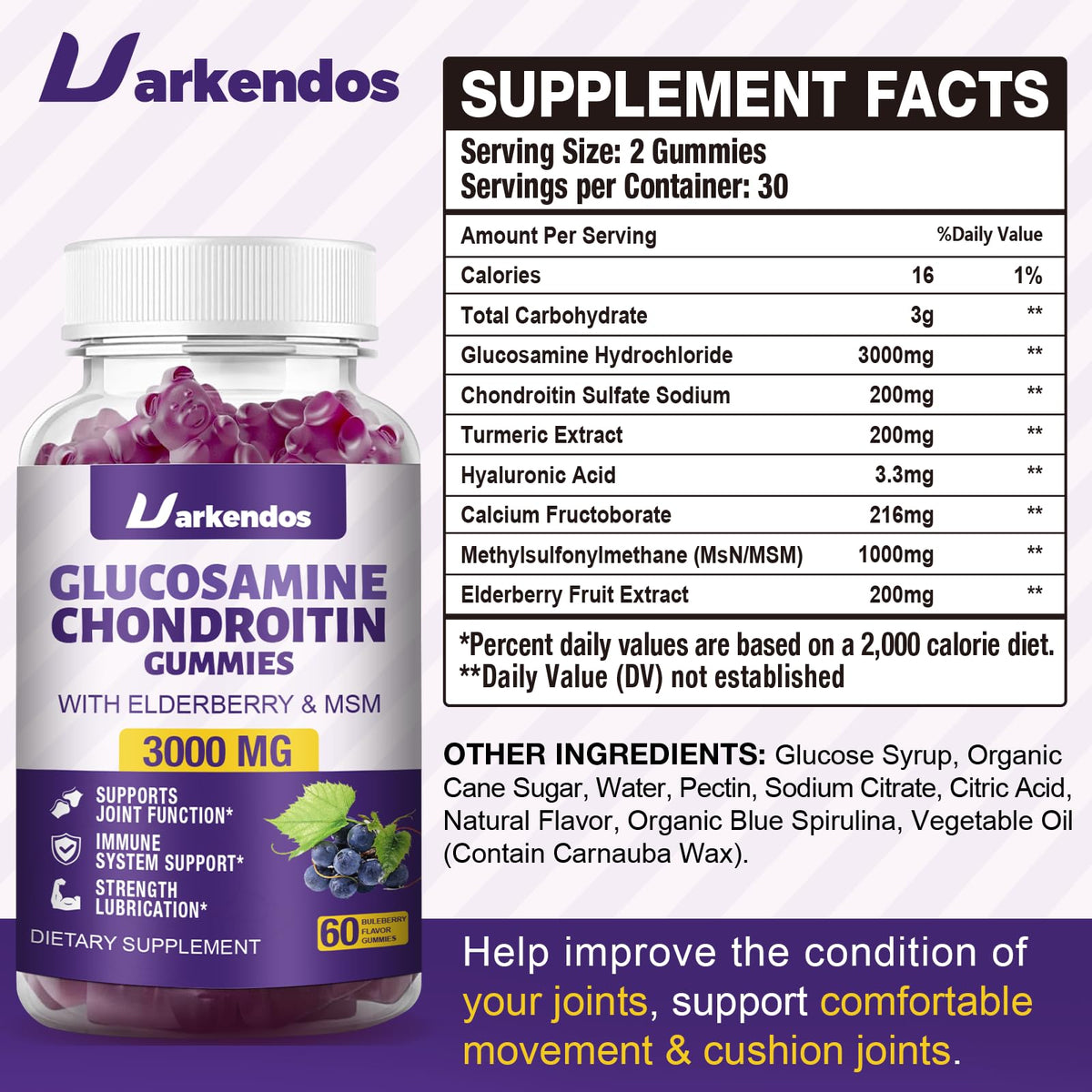 Uarkendos Gummies Glucosamine Chondroitin 3000MG gummies individuelles