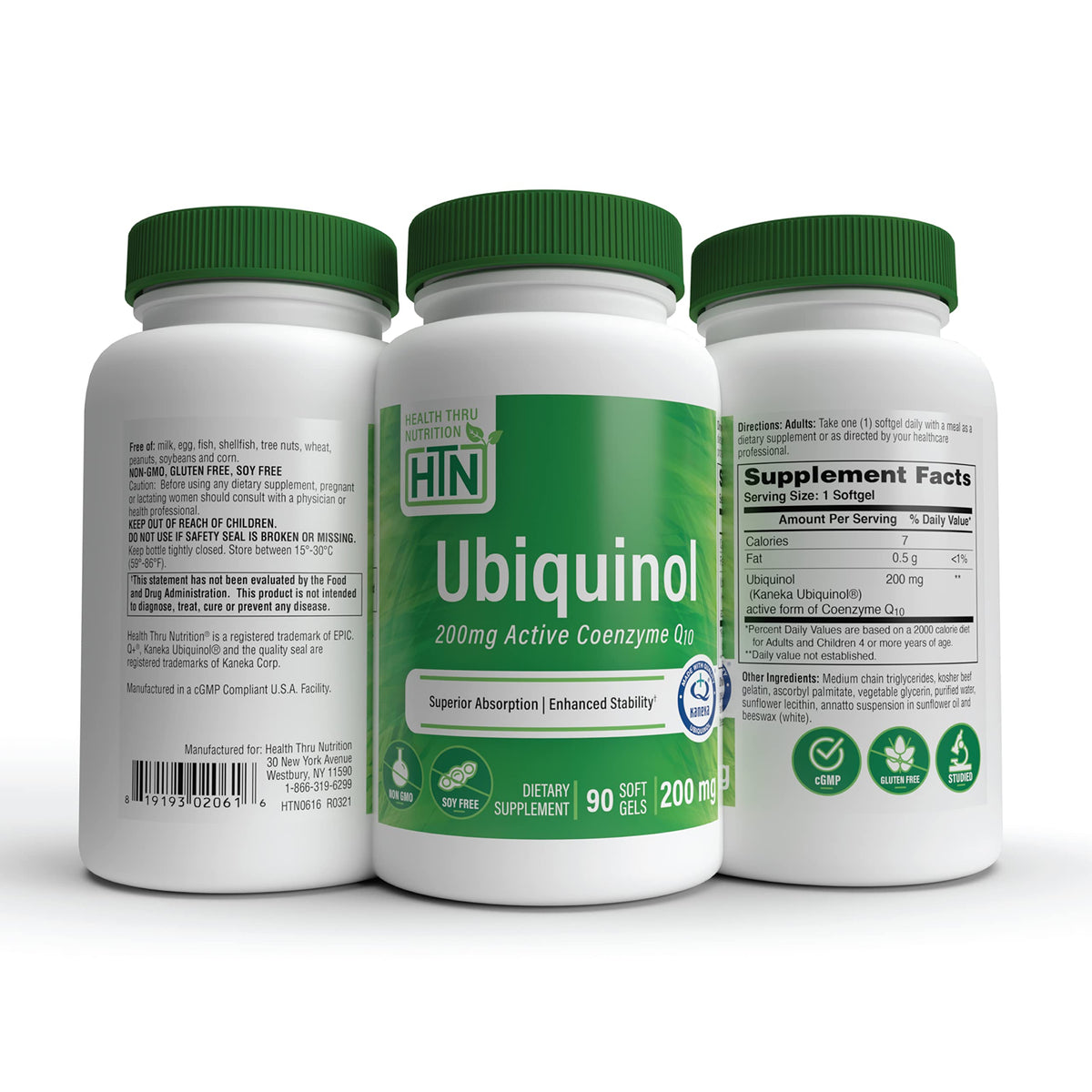 Ubiquinol 200 mg 90 gélules à côté d'une tasse de thé