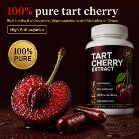 UBOMOPI Extrait de Cerise Acide Montmorency 360mg, capsules sur fond blanc