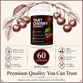 UBOMOPI Extrait de Cerise Acide Montmorency 360mg, vue de côté avec étiquette