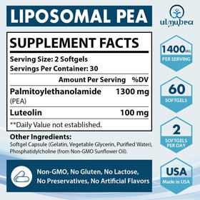 Ulmubra Palmitoylethanolamide 1300 mg côté de la boîte