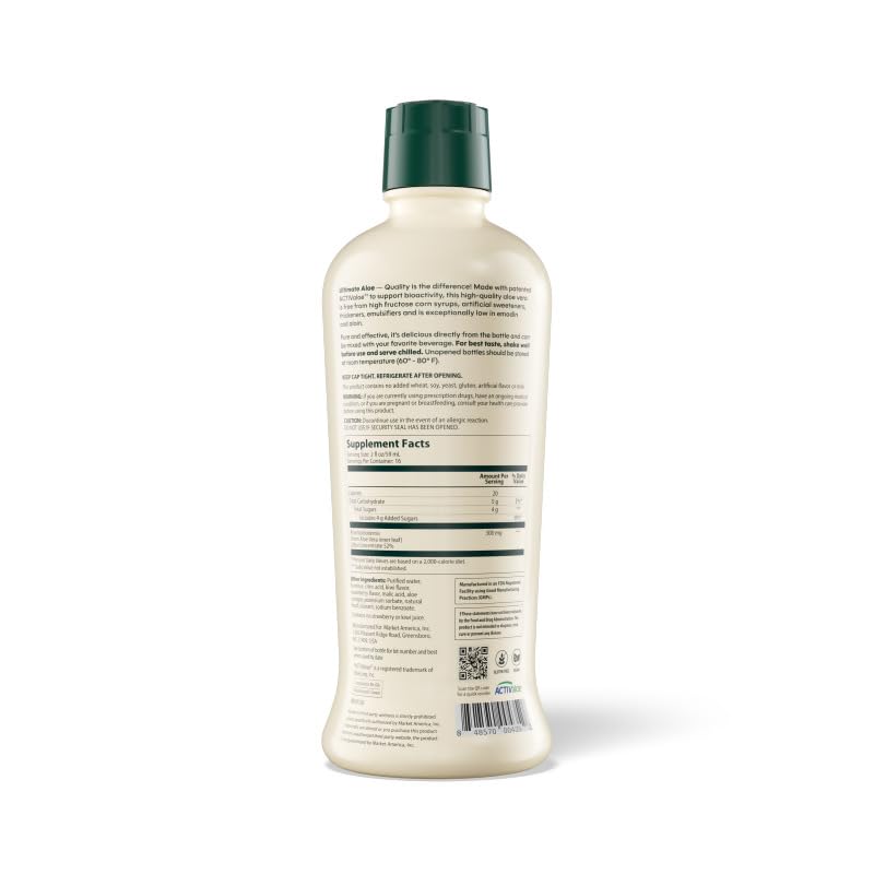 Ultimate Aloe jus d'aloe vera saveur fraise kiwi, avec des ingrédients naturels autour