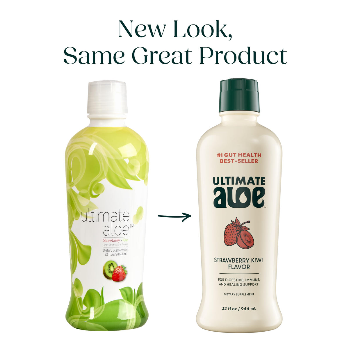 Ultimate Aloe jus d'aloe vera saveur fraise kiwi, étiquette avec informations nutritionnelles