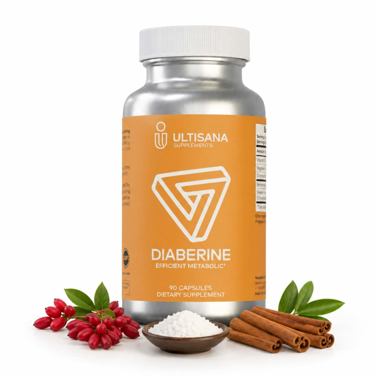 Ultisana Diaberine Berberine HCL 500 mg 90 capsules front view