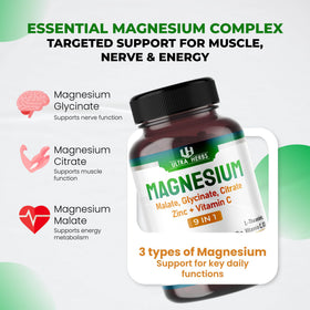 ULTRA HERBS Complexe de Magnésium Tripple 300 mg Gélules avec ingrédients